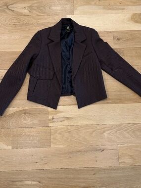 House of Harlow Cropped Jacket in Navy blue/Tan Size XS